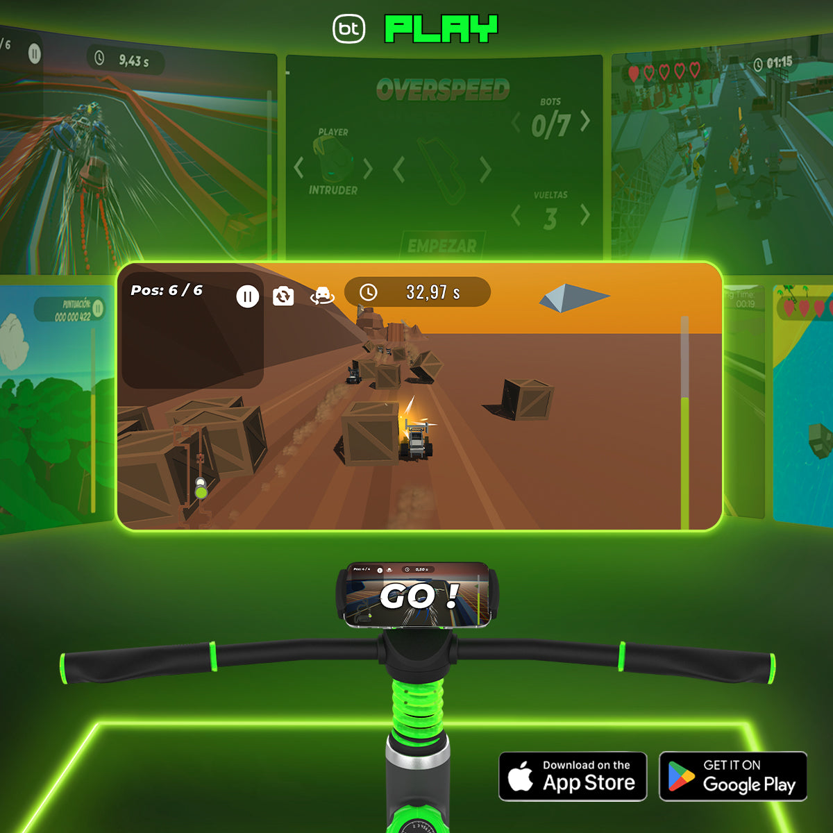 Bodytone Play: Bicicleta Estática Gaming Interactiva y Plegable | Entrena Jugando