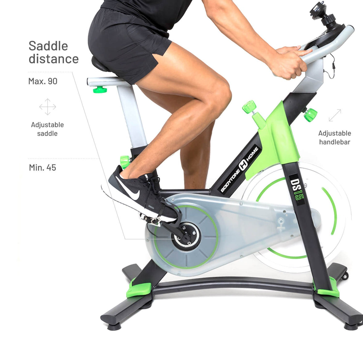 Bicicleta indoor magnética DS15 con volante de inercia de 16 kg