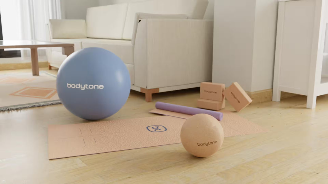 Ensemble de yoga en liège : tapis, ballon de gym, bloc de yoga et balle de massage 